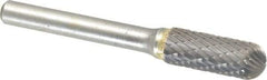 SGS Pro - 3/8" Cut Diam, 1/4" Shank Diam, Cylinder with Radius Head Double Cut Burr - Carbide, Radius End, 1" LOC - Industrial Tool & Supply