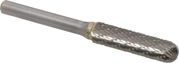 SGS Pro - 3/8" Cut Diam, 1/4" Shank Diam, Cylinder with Radius Head Double Cut Burr - Carbide, Radius End, 1-1/2" LOC - Industrial Tool & Supply