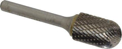 SGS Pro - 5/8" Cut Diam, 1/4" Shank Diam, Cylinder with Radius Head Double Cut Burr - Carbide, Radius End, 1" LOC, 2-3/4" OAL - Industrial Tool & Supply