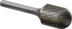 SGS Pro - 3/4" Cut Diam, 1/4" Shank Diam, Cylinder with Radius Head Double Cut Burr - Carbide, Radius End, 1" LOC, 2-3/4" OAL - Industrial Tool & Supply