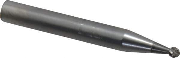 SGS Pro - 1/8" Cut Diam, 1/4" Shank Diam, Ball Head Double Cut Burr - Carbide, Radius End, 3/32" LOC - Industrial Tool & Supply