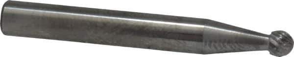 SGS Pro - 3/16" Cut Diam, 1/4" Shank Diam, Ball Head Double Cut Burr - Carbide, Radius End, 1/8" LOC - Industrial Tool & Supply