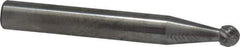 SGS Pro - 3/16" Cut Diam, 1/4" Shank Diam, Ball Head Double Cut Burr - Carbide, Radius End, 1/8" LOC - Industrial Tool & Supply