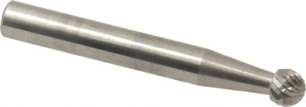 SGS Pro - 1/4" Cut Diam, 1/4" Shank Diam, Ball Head Double Cut Burr - Carbide, Radius End, 7/32" LOC - Industrial Tool & Supply