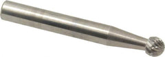 SGS Pro - 1/4" Cut Diam, 1/4" Shank Diam, Ball Head Double Cut Burr - Carbide, Radius End, 7/32" LOC - Industrial Tool & Supply