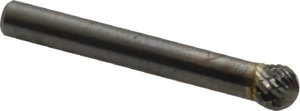 SGS Pro - 5/16" Cut Diam, 1/4" Shank Diam, Ball Head Double Cut Burr - Carbide, Radius End, 1/4" LOC - Industrial Tool & Supply