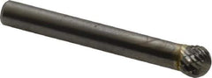 SGS Pro - 5/16" Cut Diam, 1/4" Shank Diam, Ball Head Double Cut Burr - Carbide, Radius End, 1/4" LOC - Industrial Tool & Supply