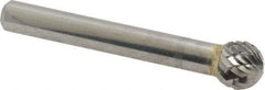 SGS Pro - 3/8" Cut Diam, 1/4" Shank Diam, Ball Head Double Cut Burr - Carbide, Radius End, 5/16" LOC - Industrial Tool & Supply