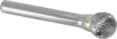 SGS Pro - 1/2" Cut Diam, 1/4" Shank Diam, Ball Head Double Cut Burr - Carbide, Radius End, 7/16" LOC - Industrial Tool & Supply