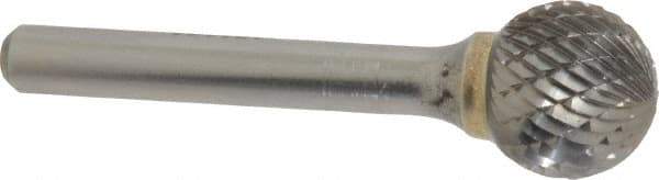 SGS Pro - 5/8" Cut Diam, 1/4" Shank Diam, Ball Head Double Cut Burr - Carbide, Radius End, 9/16" LOC - Industrial Tool & Supply