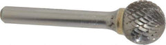 SGS Pro - 5/8" Cut Diam, 1/4" Shank Diam, Ball Head Double Cut Burr - Carbide, Radius End, 9/16" LOC - Industrial Tool & Supply