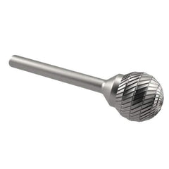 SGS Pro - 3/4" Cut Diam, 1/4" Shank Diam, Ball Head Double Cut Burr - Carbide, Radius End, 11/16" LOC - Industrial Tool & Supply