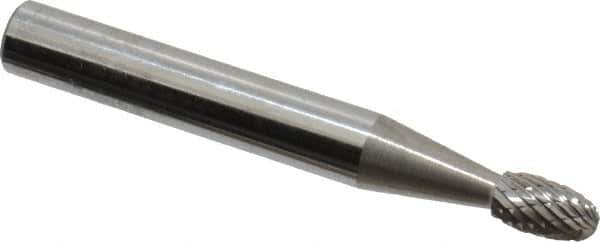 SGS Pro - 3/16" Cut Diam, 1/4" Shank Diam, Oval Head Double Cut Burr - Carbide, Radius End, 5/16" LOC - Industrial Tool & Supply