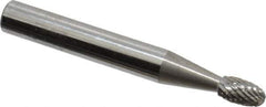 SGS Pro - 3/16" Cut Diam, 1/4" Shank Diam, Oval Head Double Cut Burr - Carbide, Radius End, 5/16" LOC - Industrial Tool & Supply