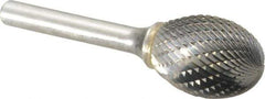SGS Pro - 3/4" Cut Diam, 1/4" Shank Diam, Oval Head Double Cut Burr - Carbide, Radius End, 1" LOC - Industrial Tool & Supply
