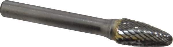 SGS Pro - 3/8" Cut Diam, 1/4" Shank Diam, Tree with Radius Head Double Cut Burr - Carbide, Radius End, 3/4" LOC - Industrial Tool & Supply