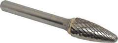 SGS Pro - 7/16" Cut Diam, 1/4" Shank Diam, Tree with Radius Head Double Cut Burr - Carbide, Radius End, 1" LOC - Industrial Tool & Supply
