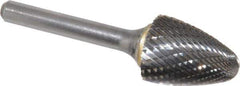 SGS Pro - 3/4" Cut Diam, 1/4" Shank Diam, Tree with Radius Head Double Cut Burr - Carbide, Radius End, 1" LOC - Industrial Tool & Supply