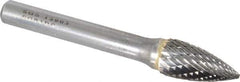 SGS Pro - 3/8" Cut Diam, 1/4" Shank Diam, Tree Head Double Cut Burr - Carbide, Point End, 3/4" LOC, 2-1/2" OAL - Industrial Tool & Supply