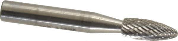 SGS Pro - 1/4" Cut Diam, 1/4" Shank Diam, Flame Head Double Cut Burr - Carbide, Radius End, 5/8" LOC, 2" OAL - Industrial Tool & Supply