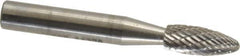 SGS Pro - 1/4" Cut Diam, 1/4" Shank Diam, Flame Head Double Cut Burr - Carbide, Radius End, 5/8" LOC, 2" OAL - Industrial Tool & Supply