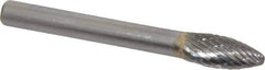 SGS Pro - 5/16" Cut Diam, 1/4" Shank Diam, Flame Head Double Cut Burr - Carbide, Radius End, 3/4" LOC, 1/4" OAL - Industrial Tool & Supply