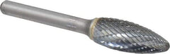 SGS Pro - 1/2" Cut Diam, 1/4" Shank Diam, Flame Head Double Cut Burr - Carbide, Radius End, 1-1/4" LOC - Industrial Tool & Supply