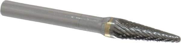 SGS Pro - 5/16" Cut Diam, 1/4" Shank Diam, Taper Head Double Cut Burr - Carbide, Radius End, 7/8" LOC - Industrial Tool & Supply