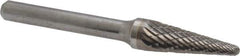 SGS Pro - 3/8" Cut Diam, 1/4" Shank Diam, Taper Head Double Cut Burr - Carbide, Radius End, 1-1/16" LOC - Industrial Tool & Supply