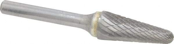 SGS Pro - 1/2" Cut Diam, 1/4" Shank Diam, Taper Head Double Cut Burr - Carbide, Radius End, 1-1/8" LOC - Industrial Tool & Supply