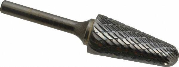 SGS Pro - 3/4" Cut Diam, 1/4" Shank Diam, Taper Head Double Cut Burr - Carbide, Radius End, 1-1/2" LOC - Industrial Tool & Supply