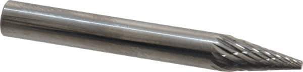 SGS Pro - 1/4" Cut Diam, 1/4" Shank Diam, Cone Head Double Cut Burr - Carbide, Point End, 1/2" LOC - Industrial Tool & Supply