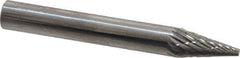 SGS Pro - 1/4" Cut Diam, 1/4" Shank Diam, Cone Head Double Cut Burr - Carbide, Point End, 1/2" LOC - Industrial Tool & Supply