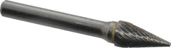 SGS Pro - 3/8" Cut Diam, 1/4" Shank Diam, Cone Head Double Cut Burr - Carbide, Point End, 5/8" LOC - Industrial Tool & Supply