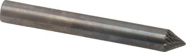 SGS Pro - 1/4" Cut Diam, 1/4" Shank Diam, Cone Head Double Cut Burr - Carbide, Point End, 3/16" LOC, 2" OAL - Industrial Tool & Supply