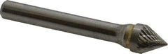 SGS Pro - 3/8" Cut Diam, 1/4" Shank Diam, Cone Head Double Cut Burr - Carbide, Point End, 5/16" LOC, 2-1/16" OAL - Industrial Tool & Supply