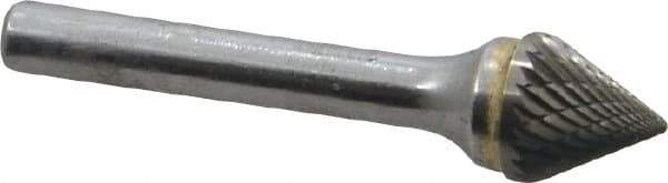 SGS Pro - 1/2" Cut Diam, 1/4" Shank Diam, Cone Head Double Cut Burr - Carbide, Point End, 7/16" LOC, 2-3/16" OAL - Industrial Tool & Supply