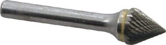 SGS Pro - 1/2" Cut Diam, 1/4" Shank Diam, Cone Head Double Cut Burr - Carbide, Point End, 7/16" LOC, 2-3/16" OAL - Industrial Tool & Supply