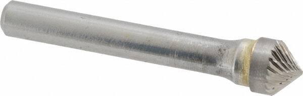 SGS Pro - 3/8" Cut Diam, 1/4" Shank Diam, Cone Head Double Cut Burr - Carbide, Point End, 3/16" LOC, 2-1/16" OAL - Industrial Tool & Supply