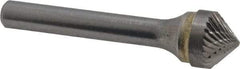 SGS Pro - 1/2" Cut Diam, 1/4" Shank Diam, Cone Head Double Cut Burr - Carbide, Point End, 1/4" LOC, 2" OAL - Industrial Tool & Supply