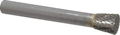 SGS Pro - 3/8" Cut Diam, 1/4" Shank Diam, Inverted Cone Head Double Cut Burr - Carbide, Flat End, 3/8" LOC - Industrial Tool & Supply