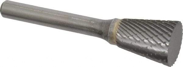 SGS Pro - 5/8" Cut Diam, 1/4" Shank Diam, Inverted Cone Head Double Cut Burr - Carbide, Flat End, 3/4" LOC - Industrial Tool & Supply