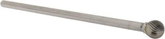 SGS Pro - 1/2" Cut Diam, 1/4" Shank Diam, Ball Head Single Cut Burr - Carbide, Radius End, 7/16" LOC - Industrial Tool & Supply