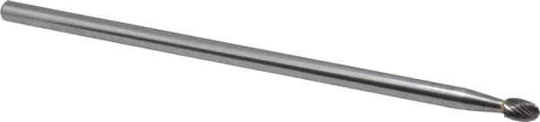 SGS Pro - 1/4" Cut Diam, 1/4" Shank Diam, Oval Head Single Cut Burr - Carbide, Radius End, 3/8" LOC - Industrial Tool & Supply