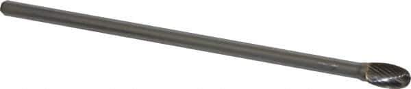 SGS Pro - 3/8" Cut Diam, 1/4" Shank Diam, Oval Head Single Cut Burr - Carbide, Radius End, 5/8" LOC - Industrial Tool & Supply
