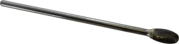 SGS Pro - 1/2" Cut Diam, 1/4" Shank Diam, Oval Head Single Cut Burr - Carbide, Radius End, 7/8" LOC - Industrial Tool & Supply