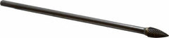 SGS Pro - 3/8" Cut Diam, 1/4" Shank Diam, Tree Head Single Cut Burr - Carbide, Point End, 3/4" LOC - Industrial Tool & Supply