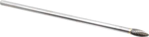 SGS Pro - 5/16" Cut Diam, 1/4" Shank Diam, Flame Head Single Cut Burr - Carbide, Radius End, 3/4" LOC - Industrial Tool & Supply