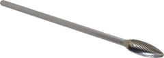 SGS Pro - 1/2" Cut Diam, 1/4" Shank Diam, Flame Head Single Cut Burr - Carbide, Radius End, 1-1/4" LOC - Industrial Tool & Supply