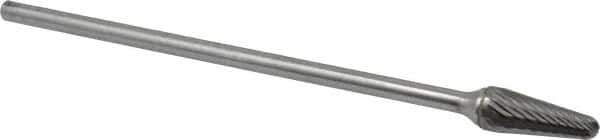 SGS Pro - 1/2" Cut Diam, 1/4" Shank Diam, Taper Head Single Cut Burr - Carbide, Radius End, 1-1/8" LOC - Industrial Tool & Supply